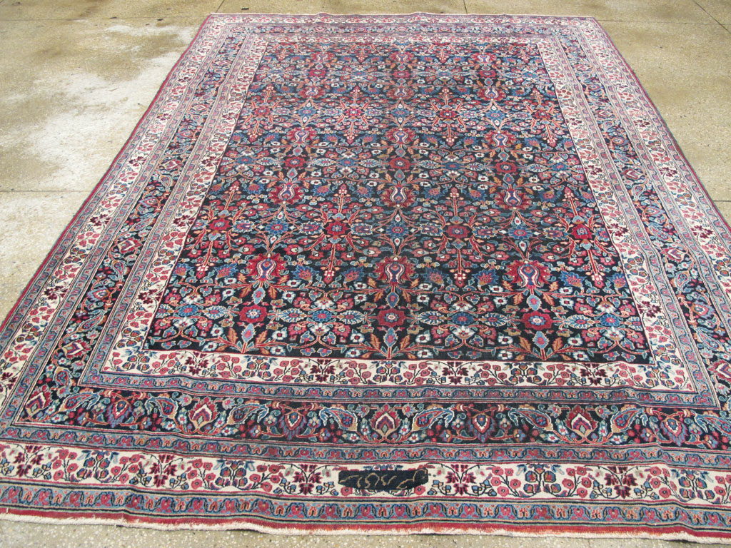 Vintage Persian Mashad Carpet, No.18203 - Staging