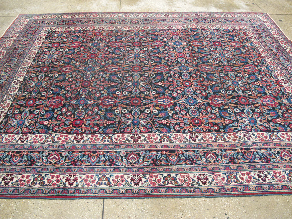 Vintage Persian Mashad Carpet, No.18203 - Staging