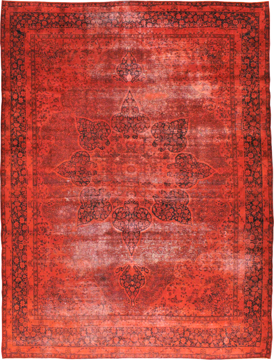 Antique Persian Lavar Kerman Over-dye Carpet, No.18209 - Staging
