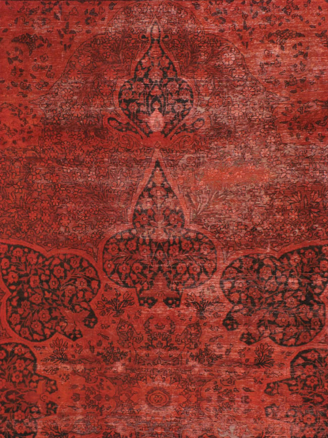 Antique Persian Lavar Kerman Over-dye Carpet, No.18209 - Staging
