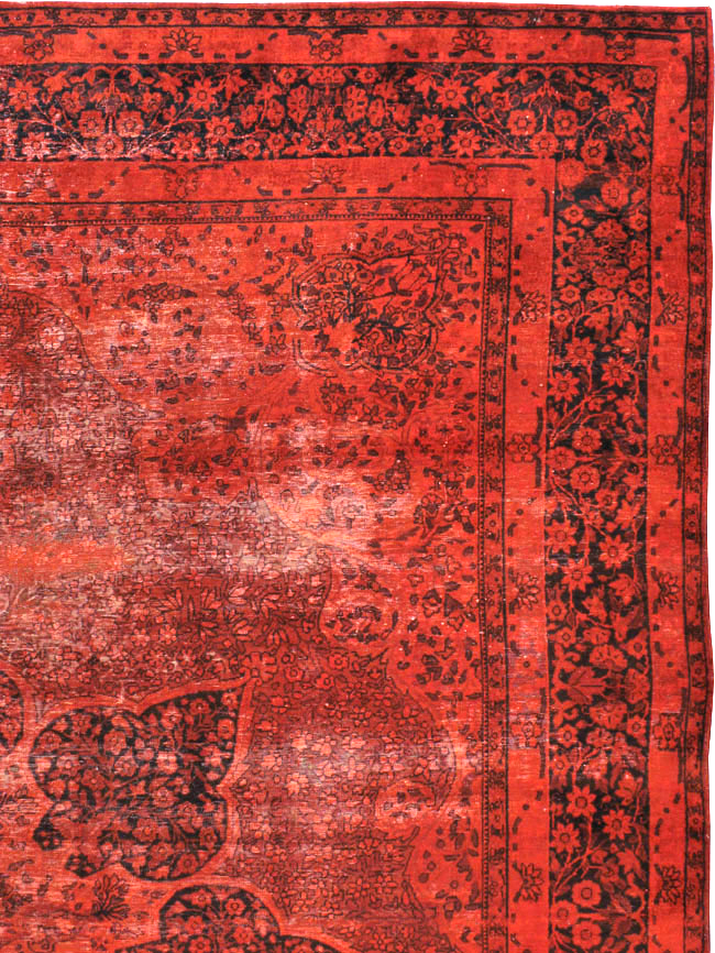 Antique Persian Lavar Kerman Over-dye Carpet, No.18209 - Staging