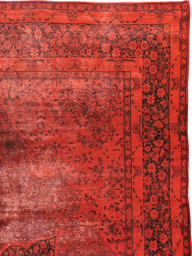 Antique Persian Lavar Kerman Over-dye Carpet, No.18209 - Staging