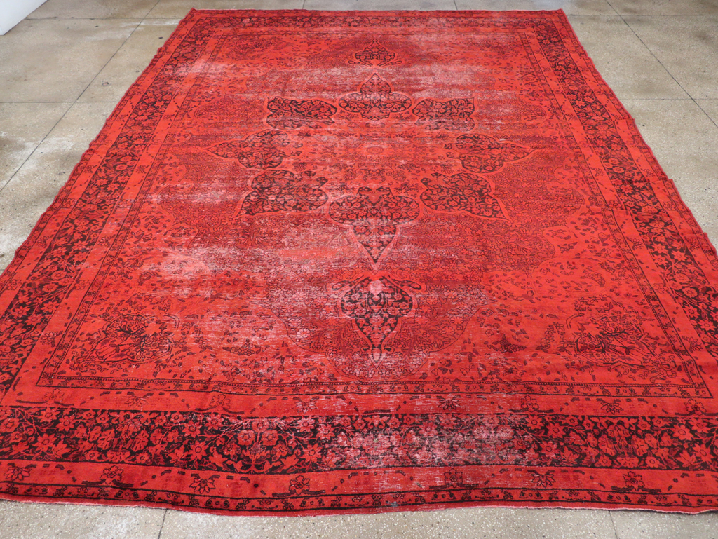 Antique Persian Lavar Kerman Over-dye Carpet, No.18209 - Staging