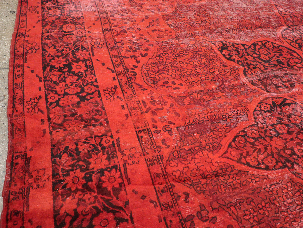 Antique Persian Lavar Kerman Over-dye Carpet, No.18209 - Staging