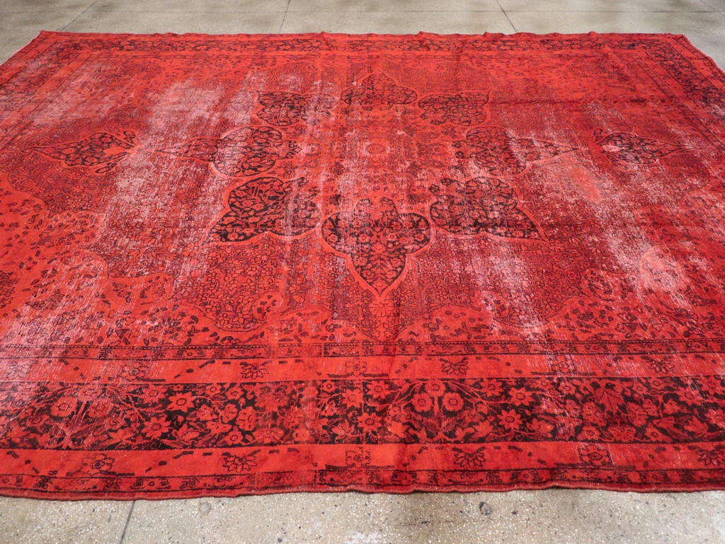 Antique Persian Lavar Kerman Over-dye Carpet, No.18209 - Staging