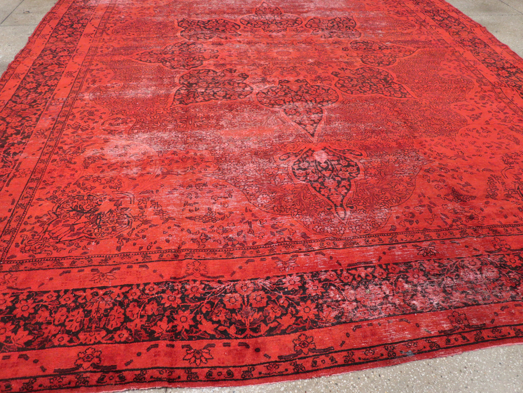 Antique Persian Lavar Kerman Over-dye Carpet, No.18209 - Staging