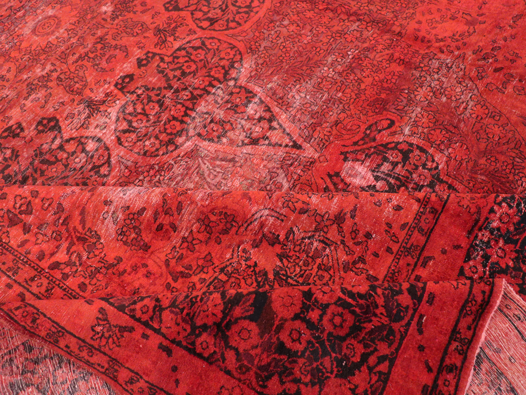 Antique Persian Lavar Kerman Over-dye Carpet, No.18209 - Staging