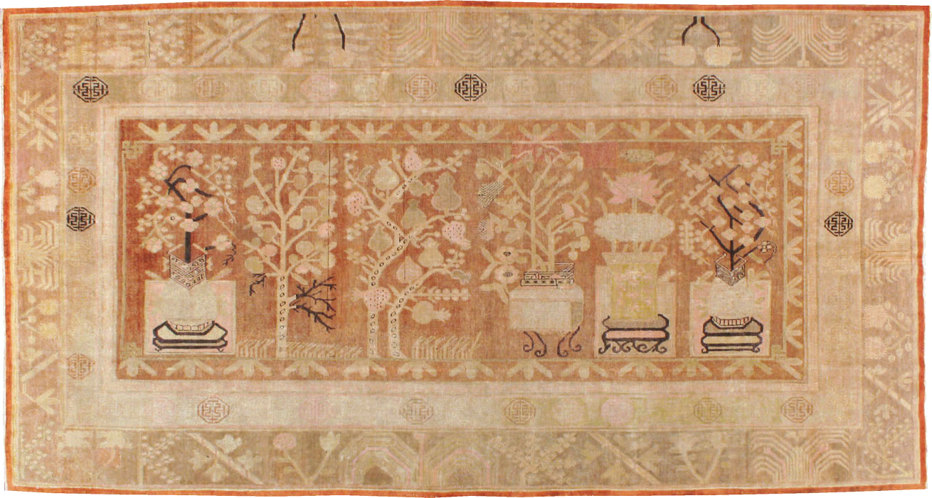 Vintage East Turkestan Khotan Carpet, No.18212 - Staging