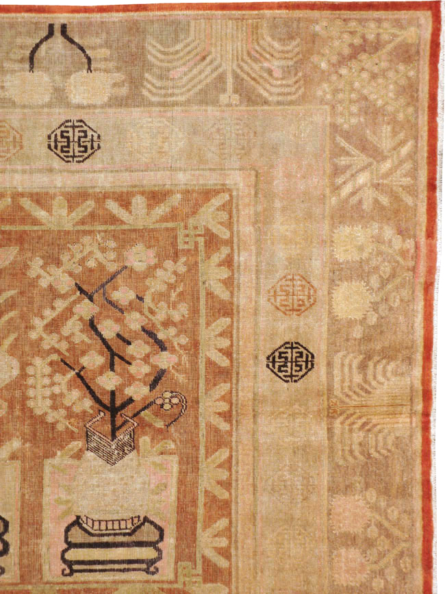 Vintage East Turkestan Khotan Carpet, No.18212 - Staging