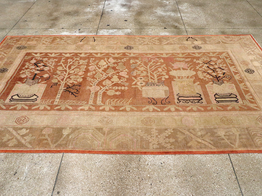 Vintage East Turkestan Khotan Carpet, No.18212 - Staging