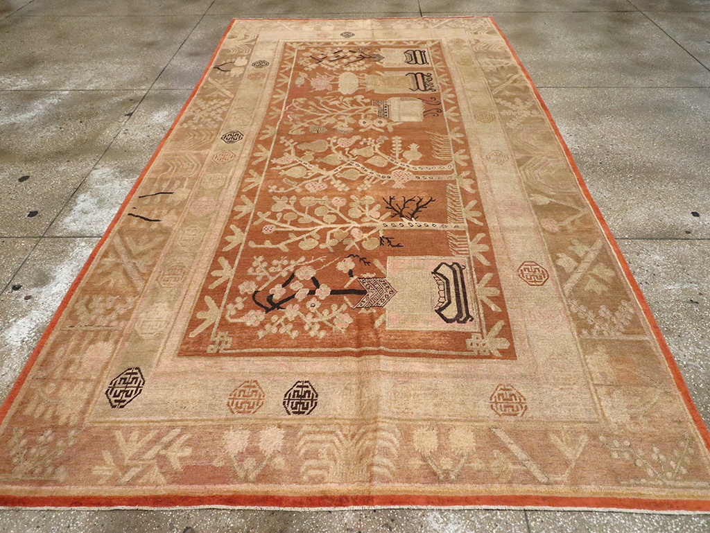 Vintage East Turkestan Khotan Carpet, No.18212 - Staging