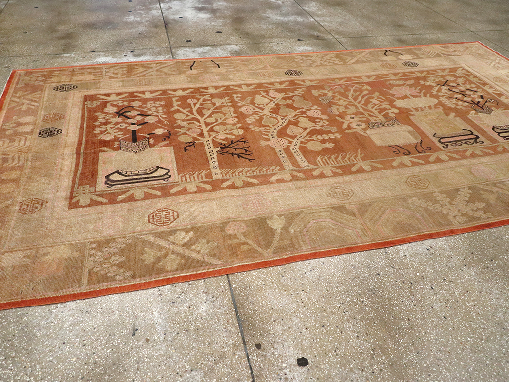 Vintage East Turkestan Khotan Carpet, No.18212 - Staging