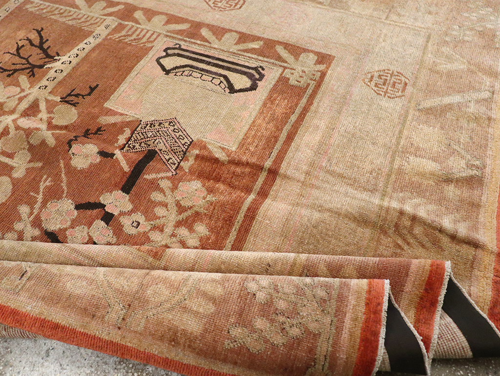 Vintage East Turkestan Khotan Carpet, No.18212 - Staging