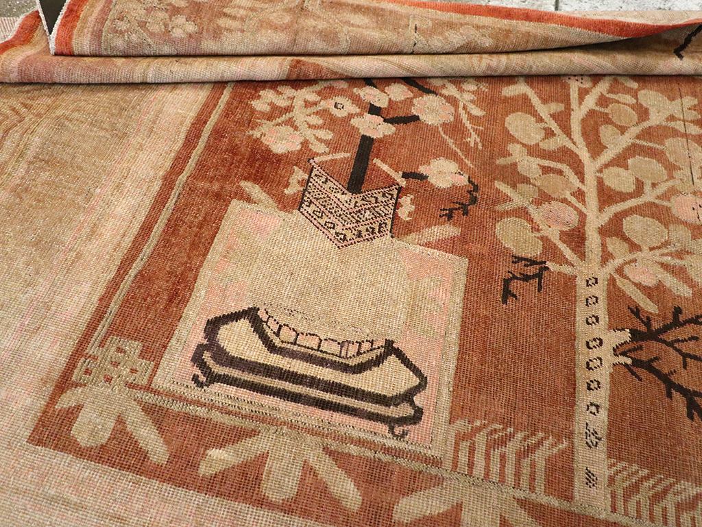 Vintage East Turkestan Khotan Carpet, No.18212 - Staging
