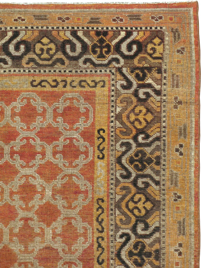 Vintage East Turkestan Khotan Carpet, No.18229 - Staging
