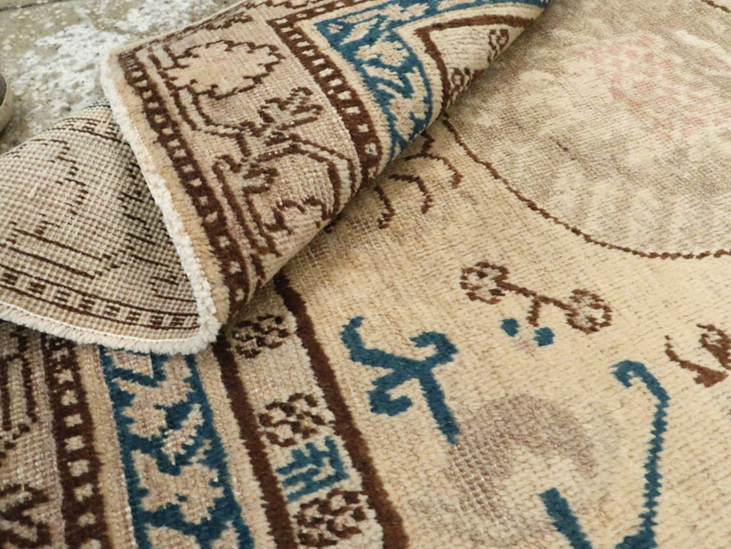 Antique East Turkestan Khotan Square Rug (Pair: 1 of 2), No.18245 - Staging