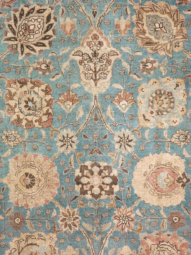 Vintage Persian Tabriz Room Size Carpet, No.18355 - Staging