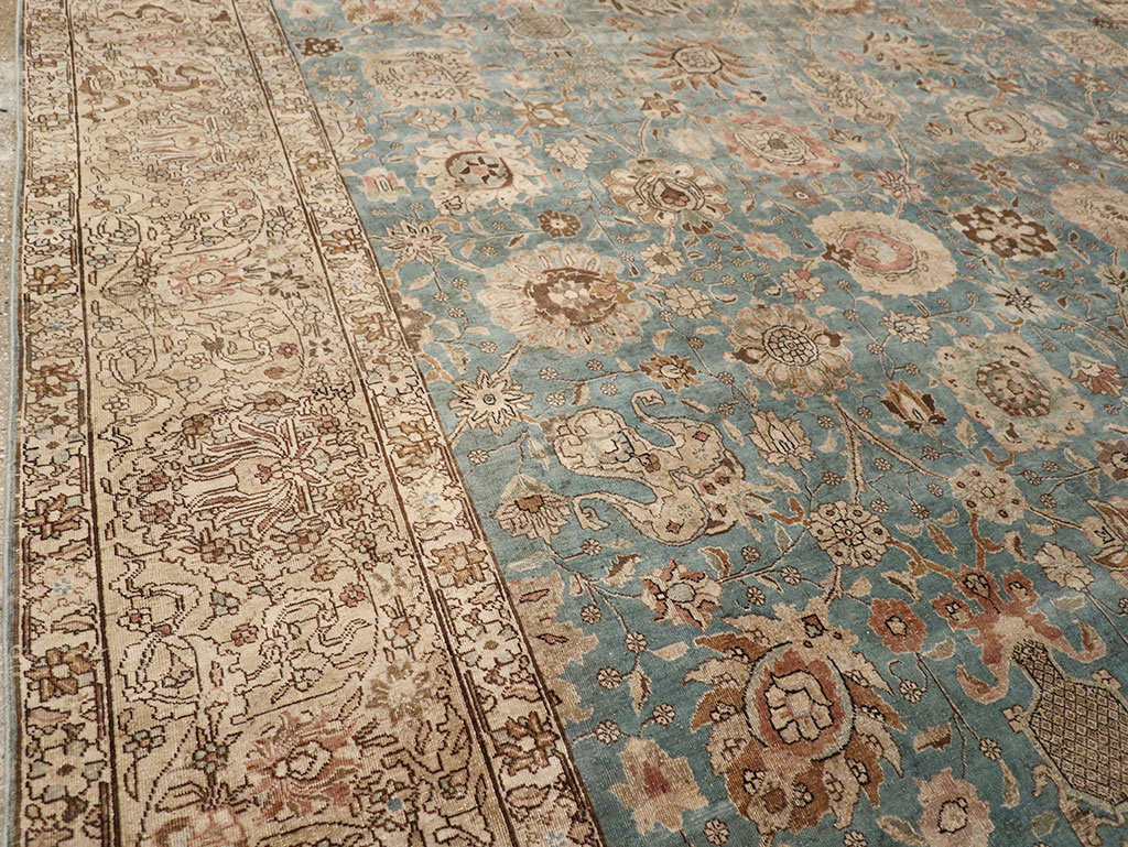 Vintage Persian Tabriz Room Size Carpet, No.18355 - Staging