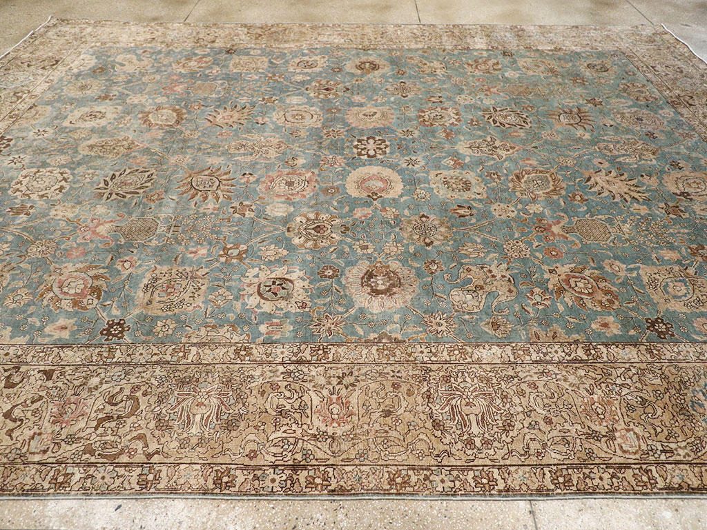 Vintage Persian Tabriz Room Size Carpet, No.18355 - Staging