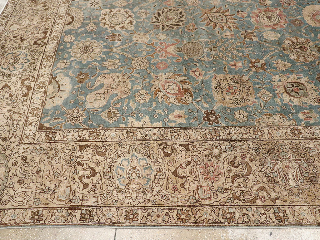 Vintage Persian Tabriz Room Size Carpet, No.18355 - Staging