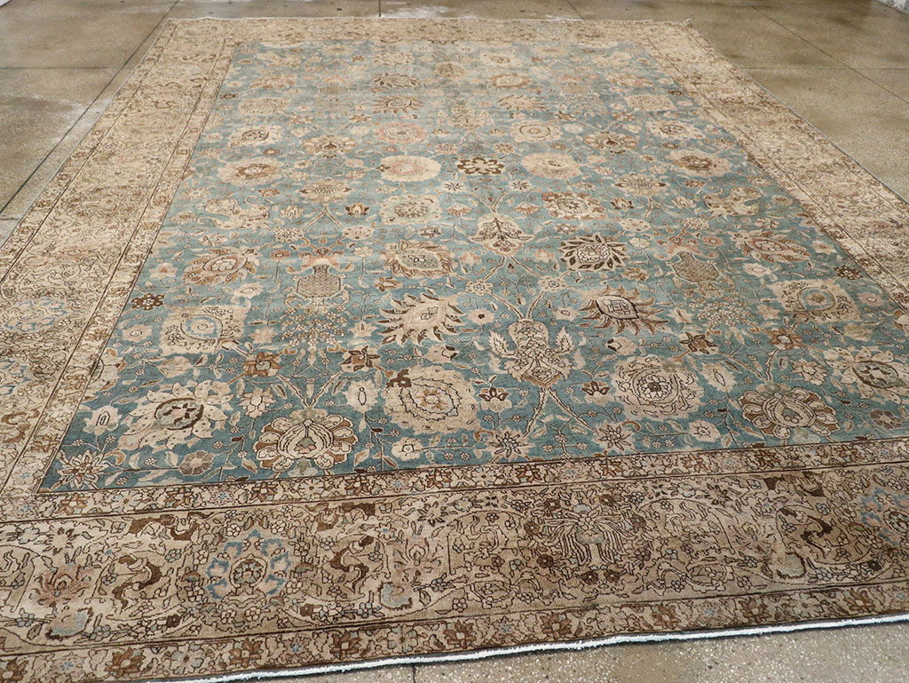 Vintage Persian Tabriz Room Size Carpet, No.18355 - Staging