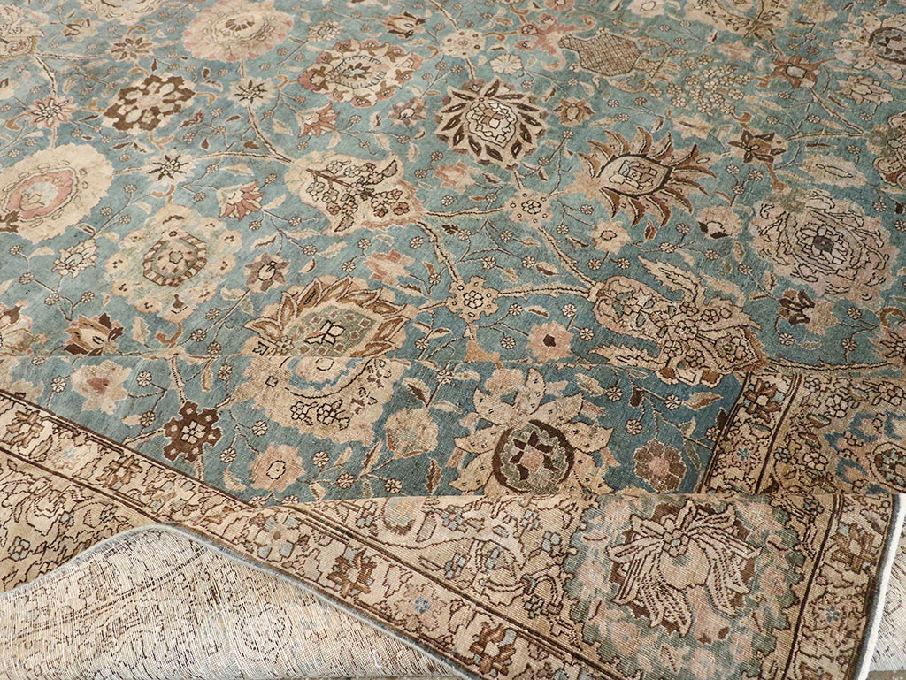 Vintage Persian Tabriz Room Size Carpet, No.18355 - Staging