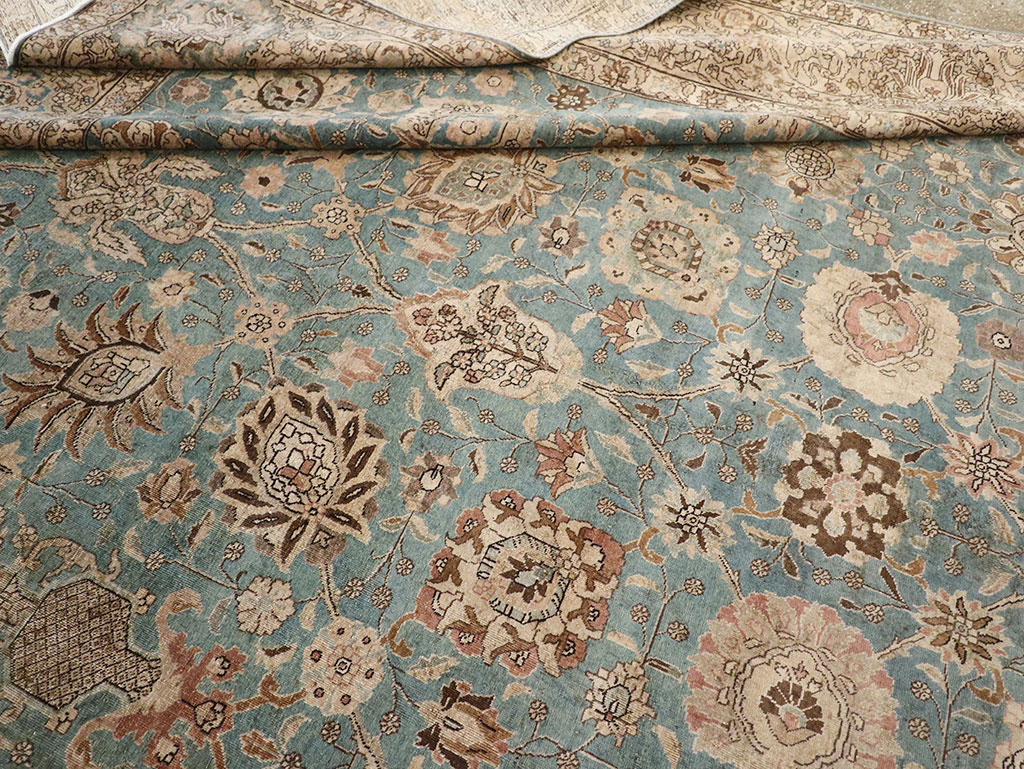 Vintage Persian Tabriz Room Size Carpet, No.18355 - Staging