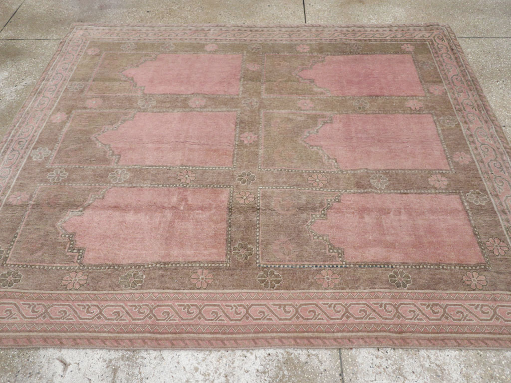 Vintage East Turkestan Khotan Accent Carpet, No.18360 - Staging