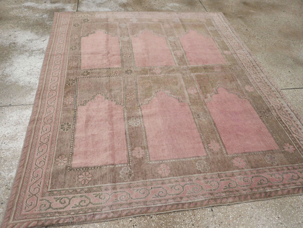 Vintage East Turkestan Khotan Accent Carpet, No.18360 - Staging
