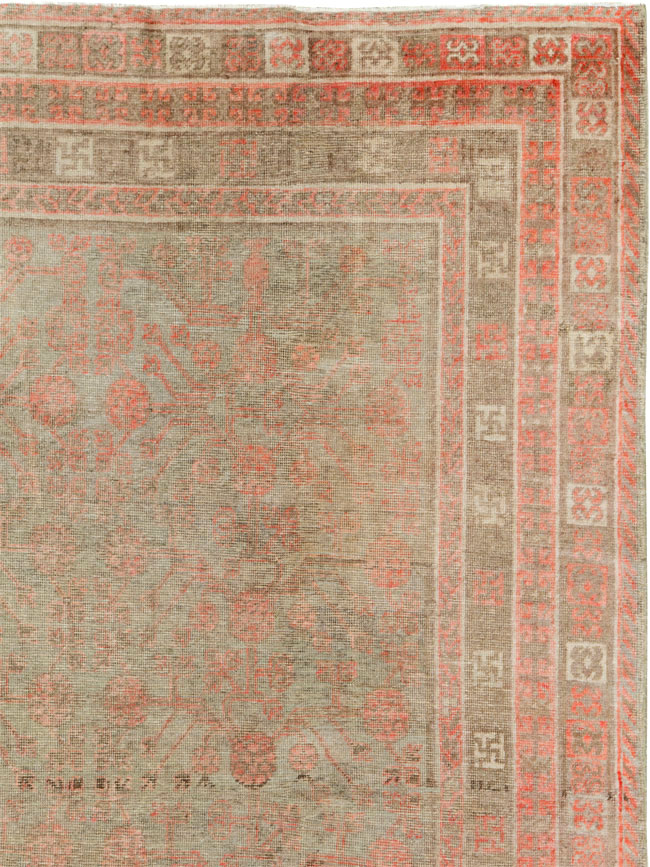 Vintage East Turkestan Khotan Gallery Carpet, No.18374 - Staging
