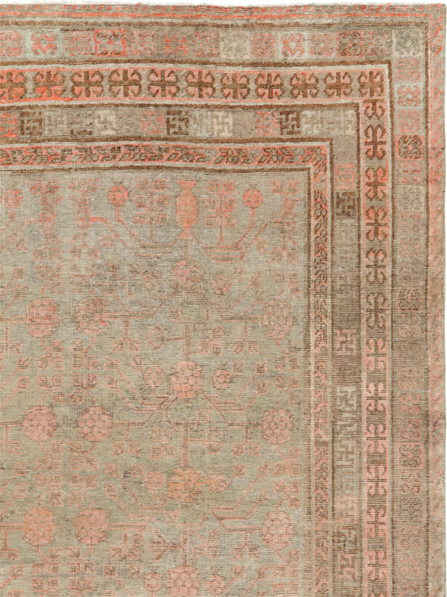 Vintage East Turkestan Khotan Gallery Carpet, No.18374 - Staging