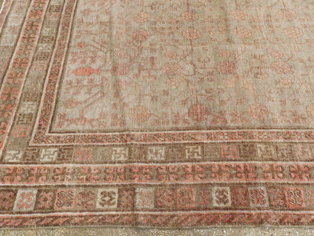 Vintage East Turkestan Khotan Carpet, No.18374 - Staging
