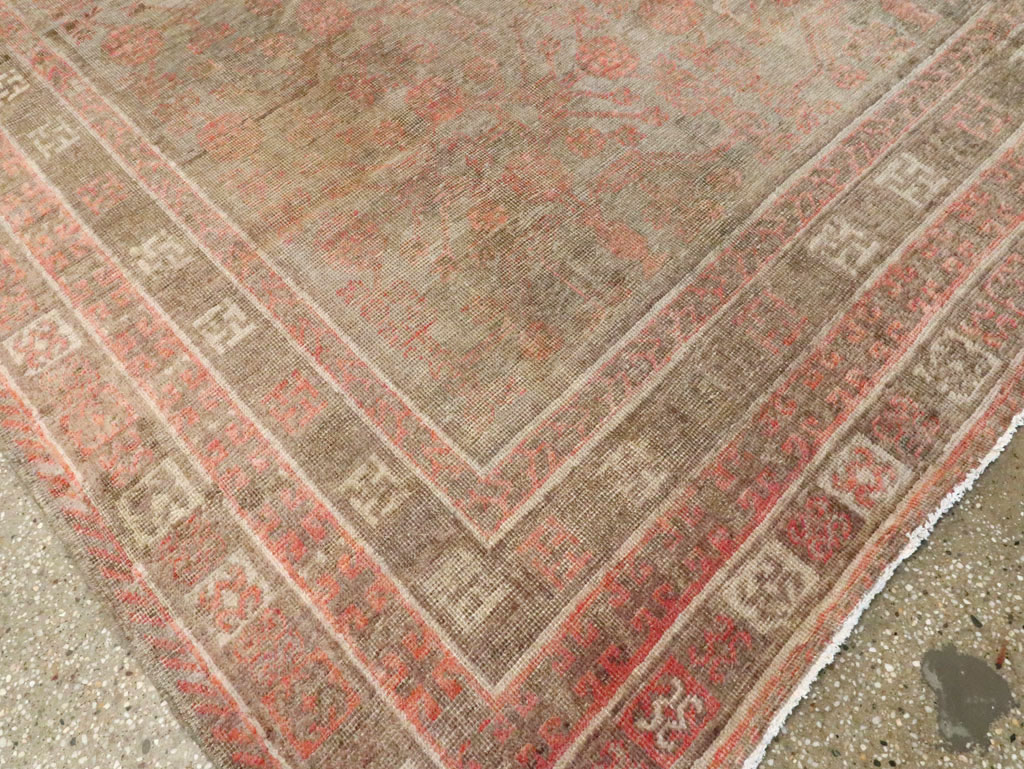 Vintage East Turkestan Khotan Gallery Carpet, No.18374 - Staging