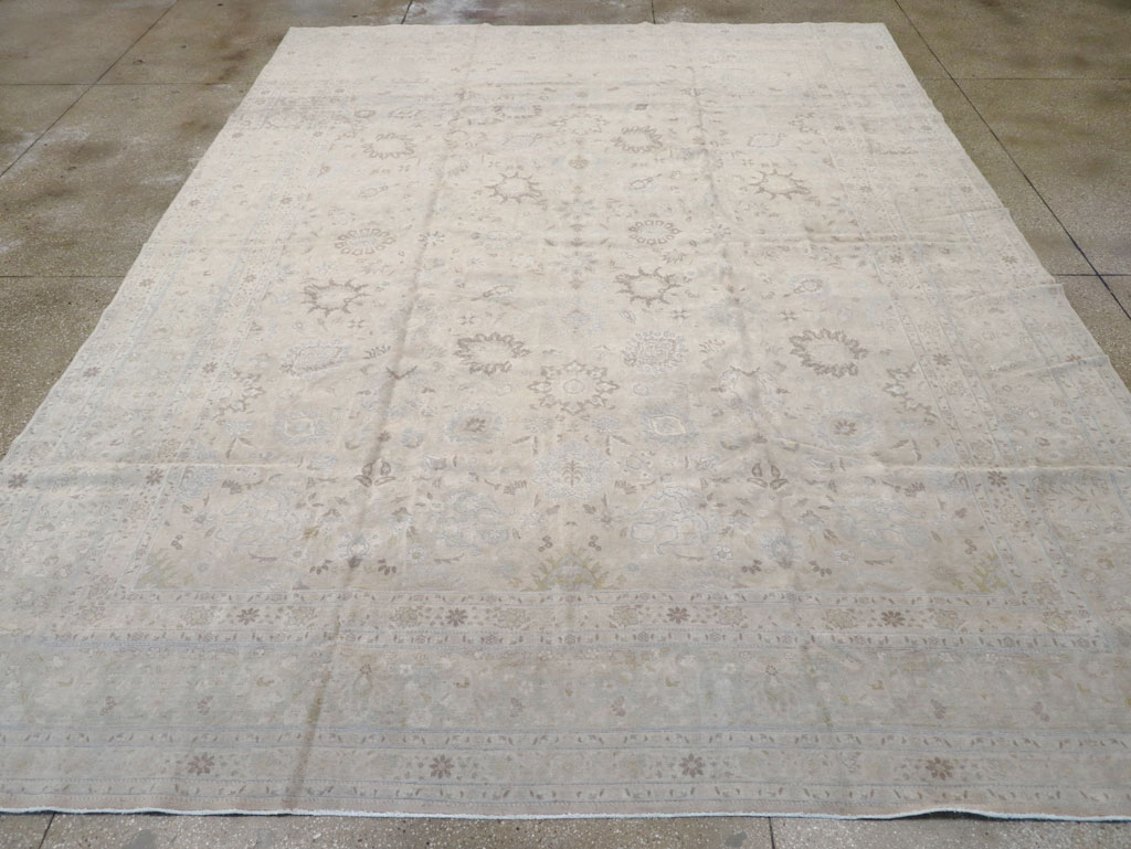 Vintage Persian Tabriz Large Room Size Carpet, No.18381 - Staging