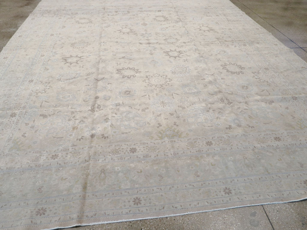 Vintage Persian Tabriz Large Room Size Carpet, No.18381 - Staging