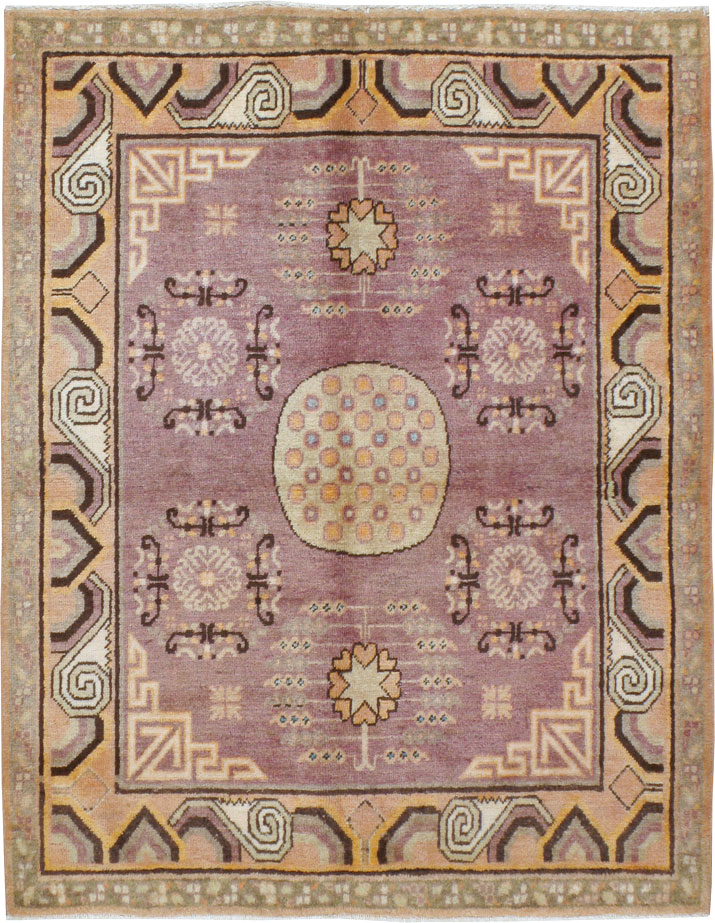 Antique East Turkestan Khotan Square Rug, No.18401 - Staging