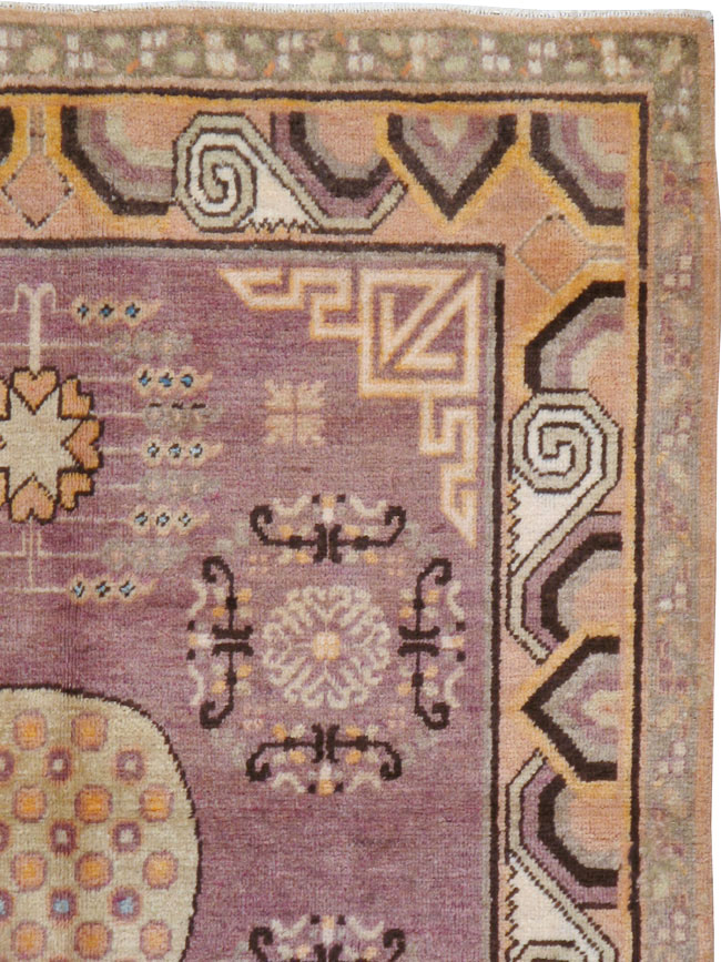 Antique East Turkestan Khotan Square Rug, No.18401 - Staging