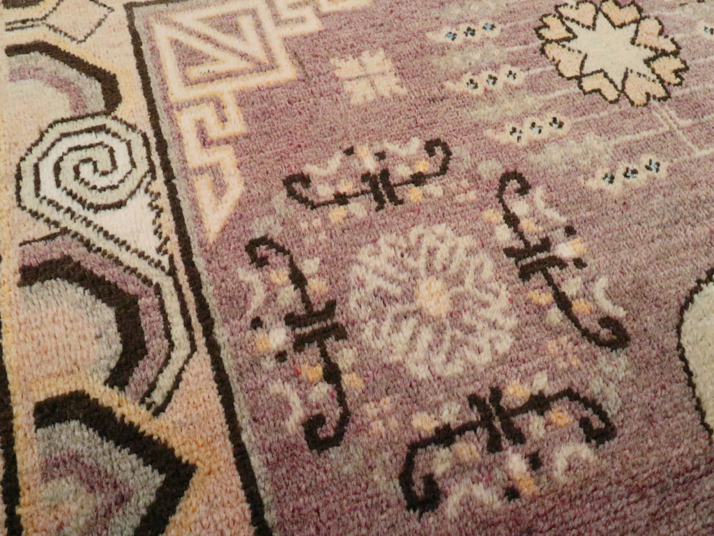 Antique East Turkestan Khotan Square Rug, No.18401 - Staging