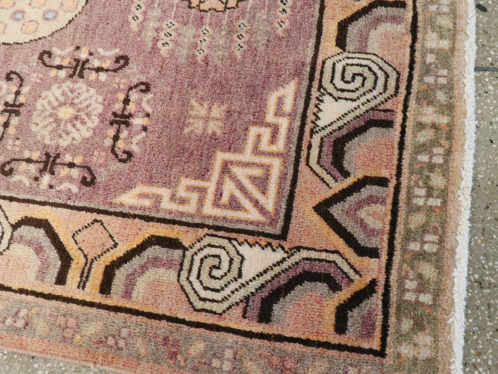 Antique East Turkestan Khotan Square Rug, No.18401 - Staging