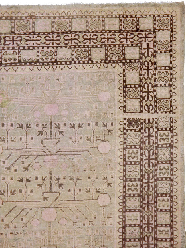 Vintage East Turkestan Khotan Carpet, No.18426 - Staging