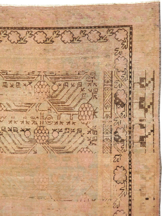 Vintage East Turkestan Khotan Carpet, No.18440 - Staging