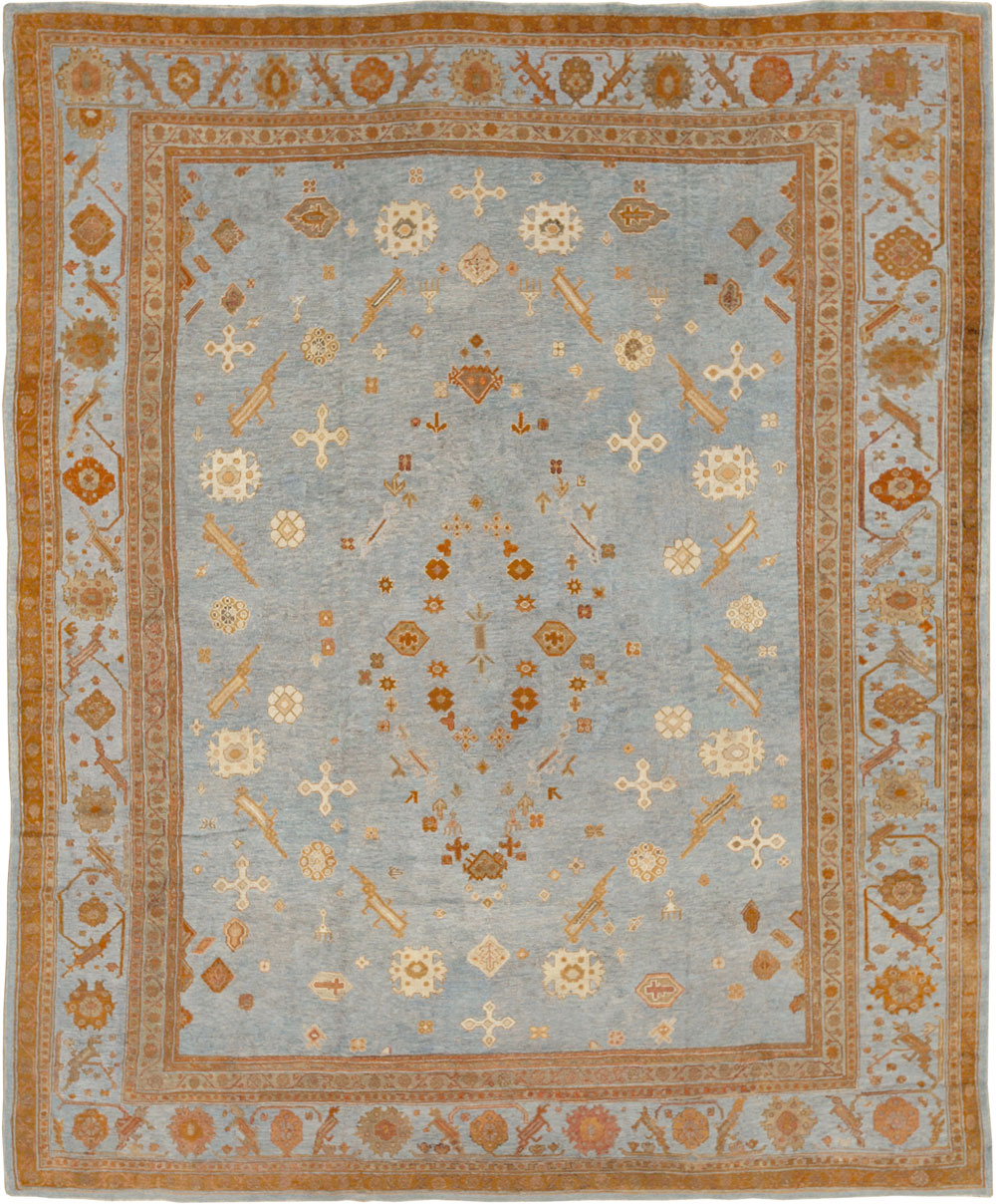 Antique Turkish Oushak Large Room Size Carpet, No.18485 - Staging