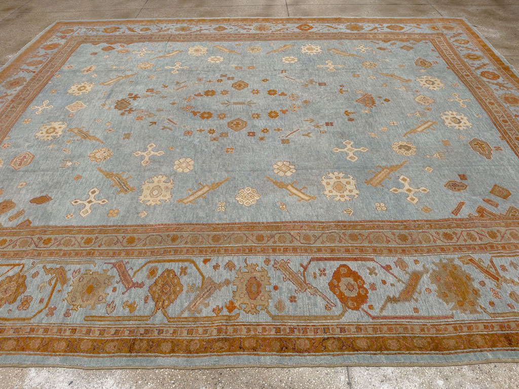 Antique Turkish Oushak Large Room Size Carpet, No.18485 - Staging