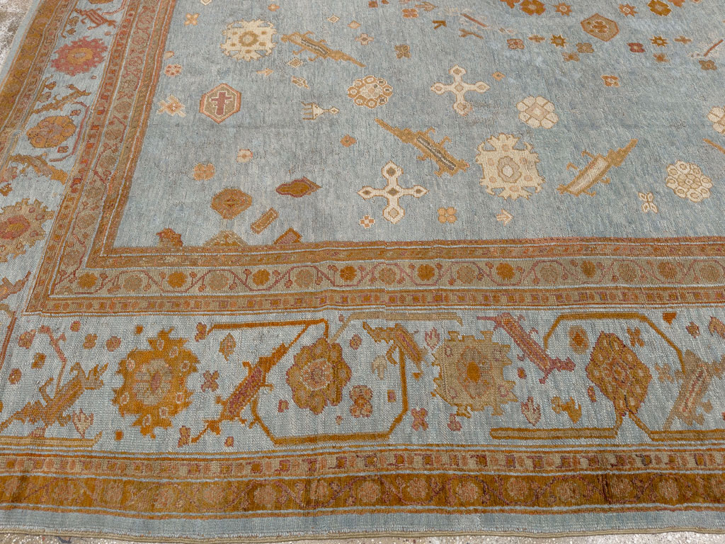 Antique Turkish Oushak Large Room Size Carpet, No.18485 - Staging