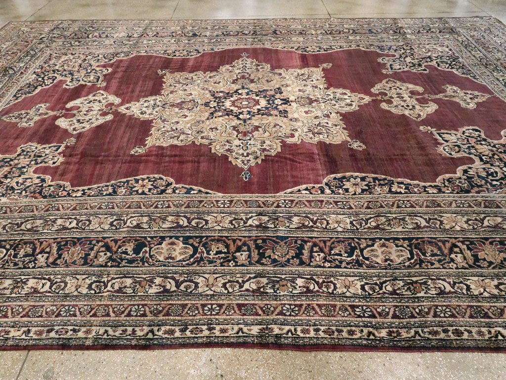 Antique Persian Lavar Kerman Carpet, No.18494 - Staging