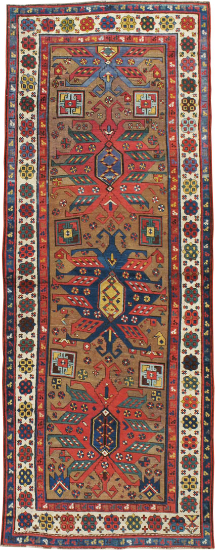 Antique Caucasian Kazak Rug, No.18514 - Staging