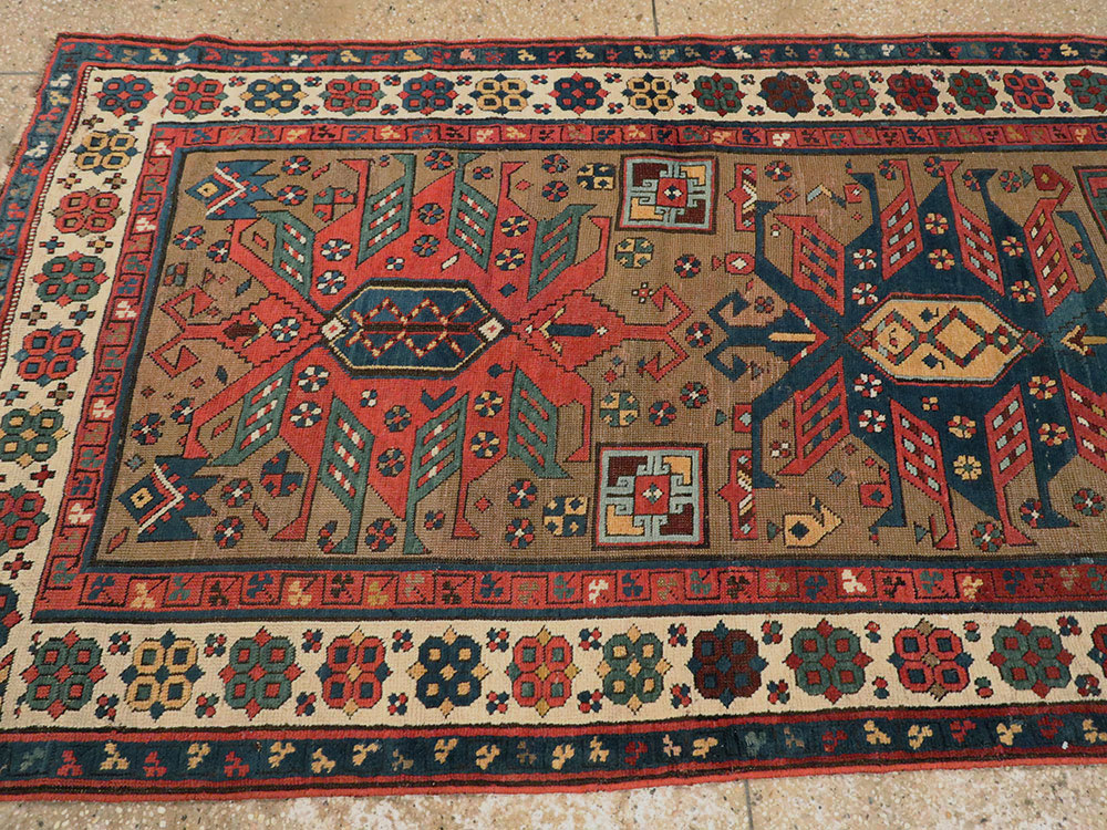 Antique Caucasian Kazak Rug, No.18514 - Staging