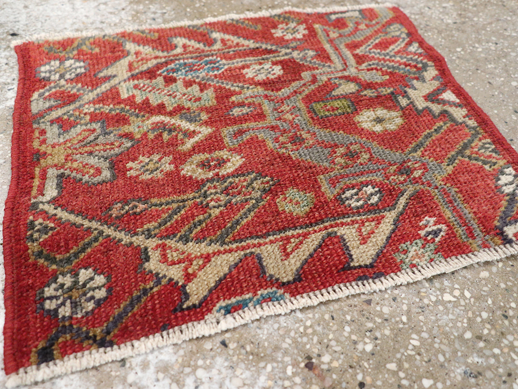 Antique Persian Mahal Throw Rug, No.18520 - Staging