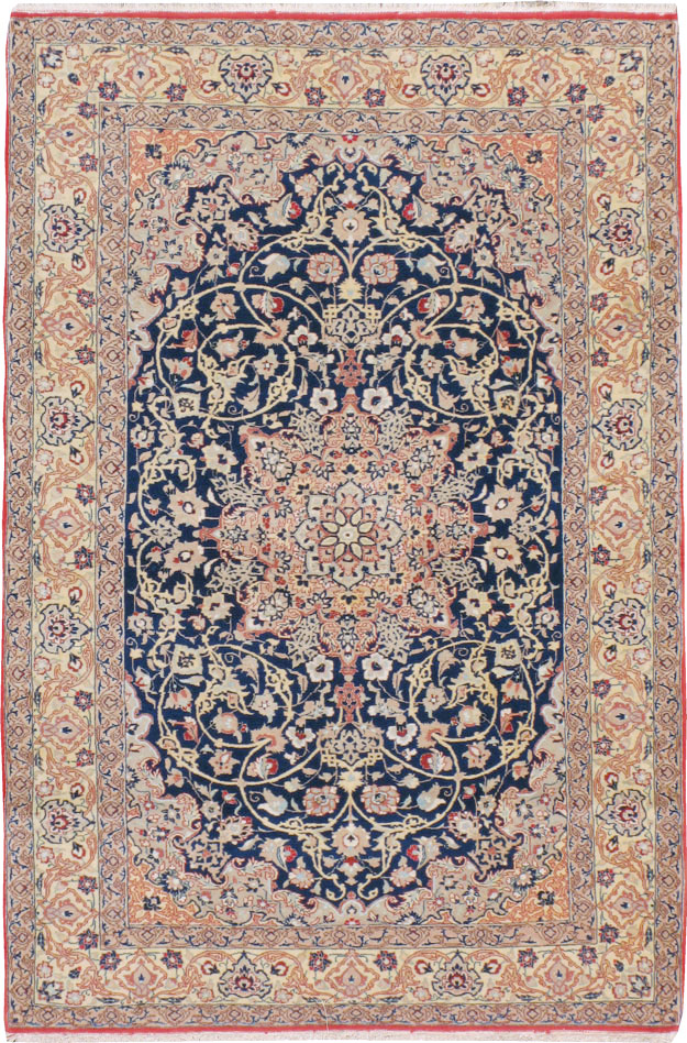 Vintage Persian Nain Rug, No.18527 - Staging