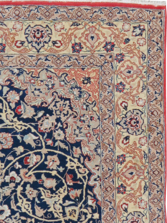 Vintage Persian Nain Rug, No.18527 - Staging